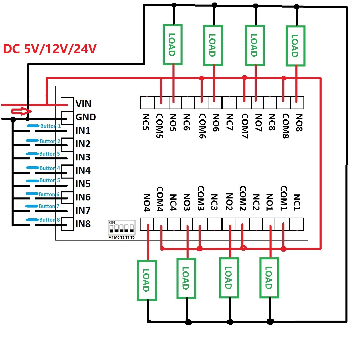 DC 5 В 12 В 24 В 8-канальный м – обзор и цена Shelly Relay Module