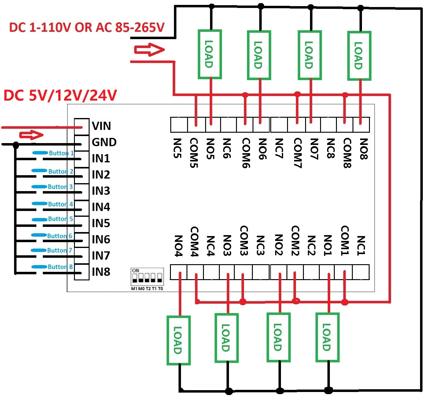 DC 5 В 12 В 24 В 8-канальный м – обзор и цена Shelly Relay Module